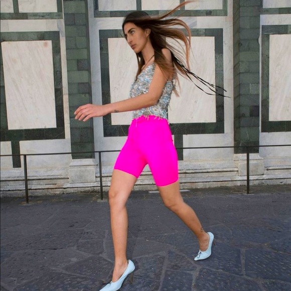 English Factory Pants - 💖Hot Neon Pink Barbiecore Bike Shorts